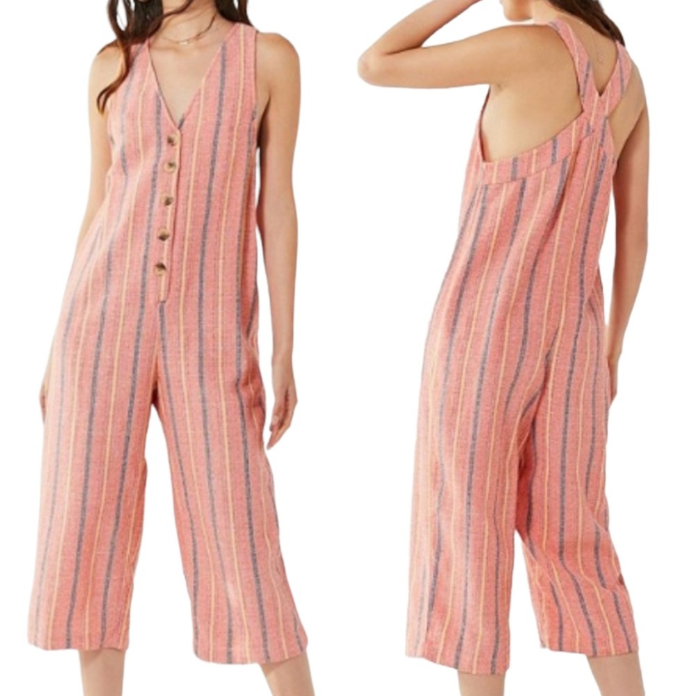 NWT Urban Outfitters M Striped Cotton Jordan Jumpsuit Sleeveless Cropped